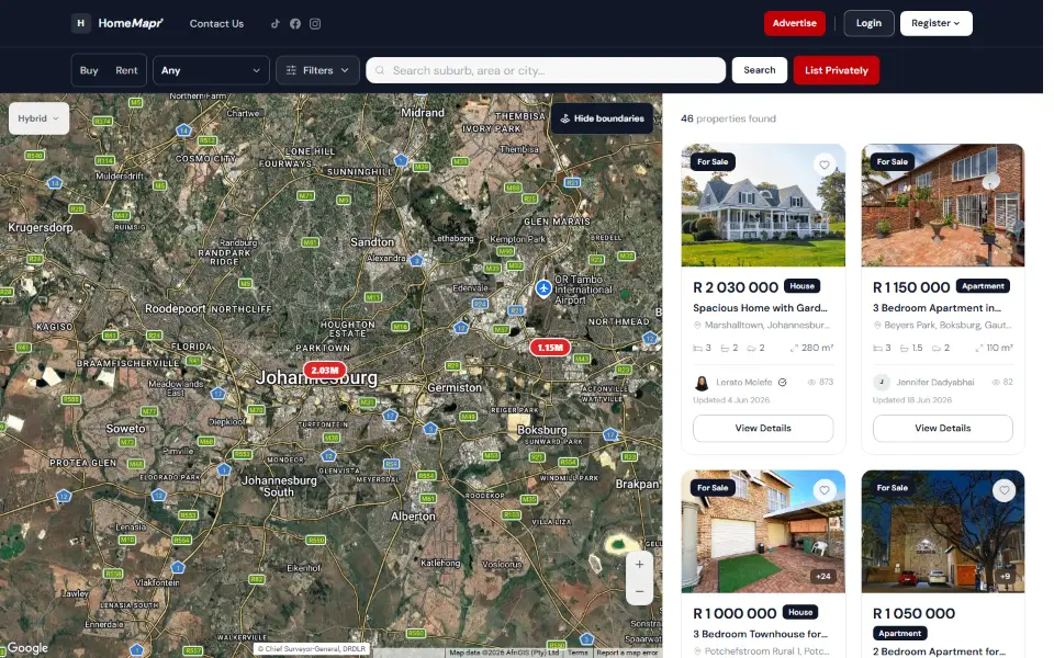 HomeMapr website, desktop view